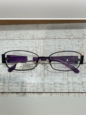 Baby Phat BV144 Black Purple Logo Bling Heart Rectangular FRAMES 53-17-135 (NWT)